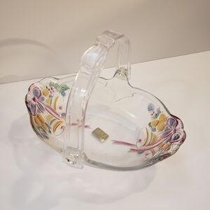 Mikasa Holiday Bells Decorative Basket Glass Frost